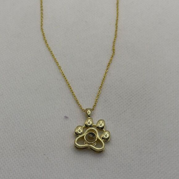 Brand New!! Chain necklace with 3D dog paw and faux moonstone - Picture 1 of 4